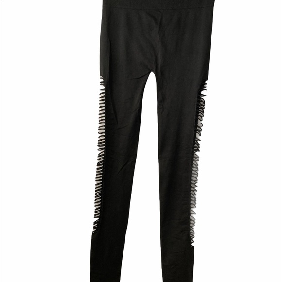 Black Leggings With Cut Outs - Picture 2 of 2